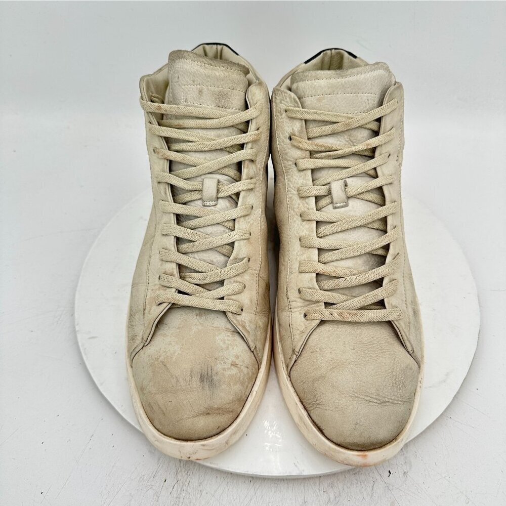 Essential Fear of God Men Size EU 45 US 12 White Beige Leather Mid Top Shoes - Picture 3 of 11